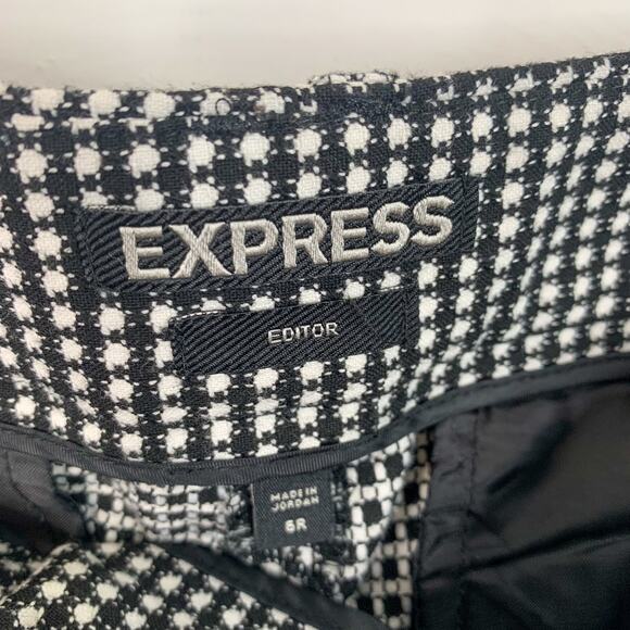 Express Black & White Patterned Editor Pants - Picture 2 of 8